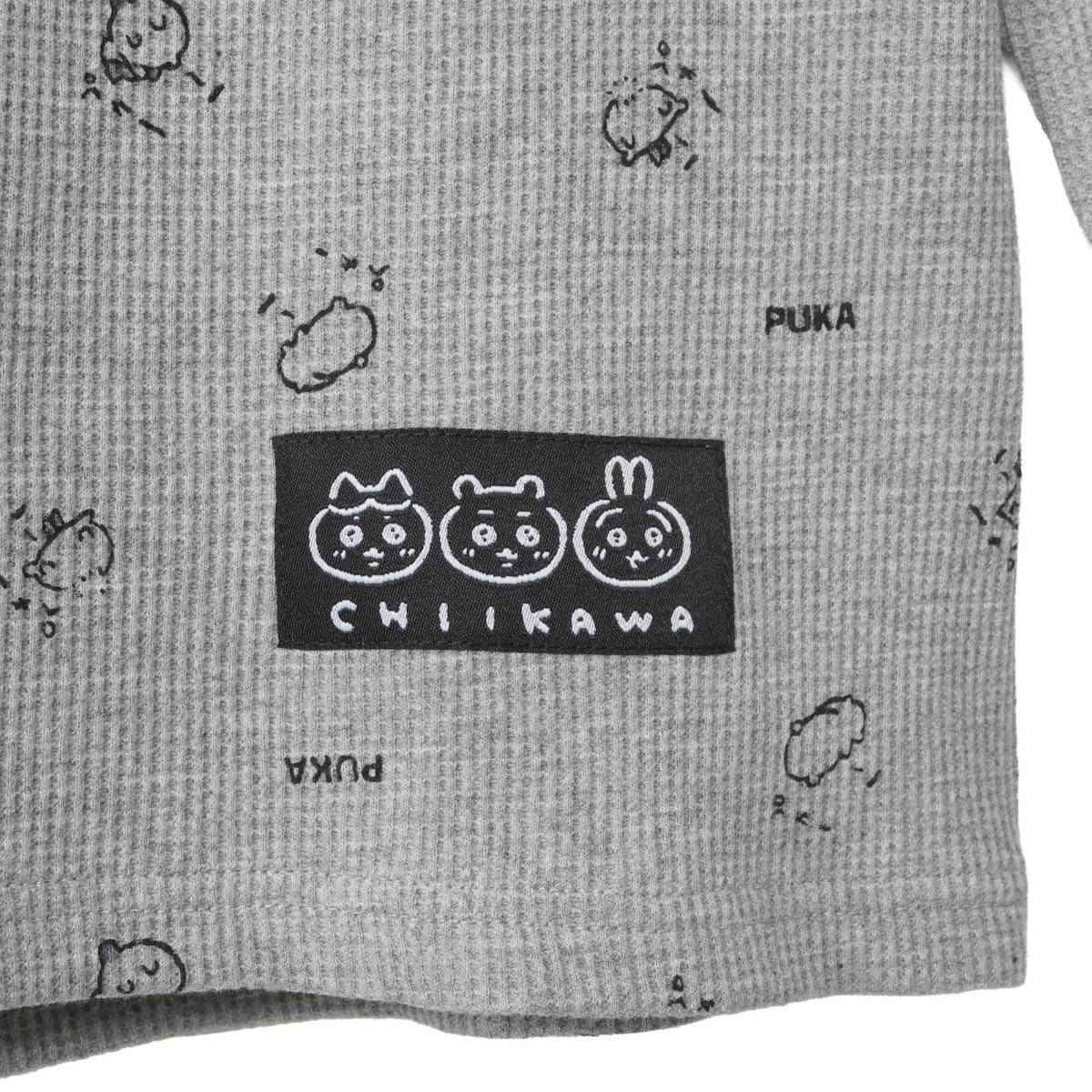 ちいかわ ワッフル長袖Tシャツ プカー グレー