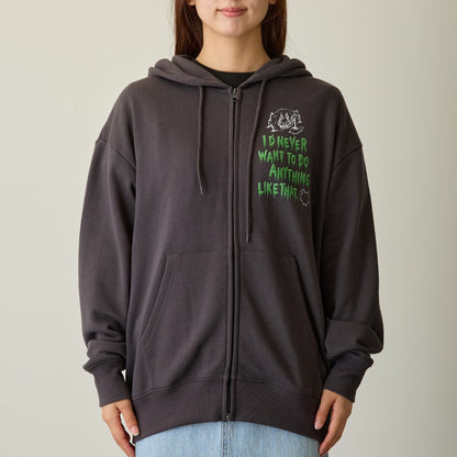 Chiikawa Full Zip Hoodie Horror Series (Ano-ko & Dekatsuyo) Charcoal Black