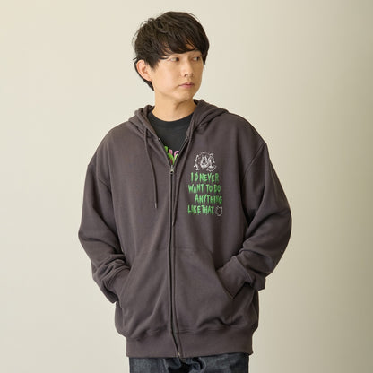 Chiikawa Full Zip Hoodie Horror Series (Ano-ko & Dekatsuyo) Charcoal Black