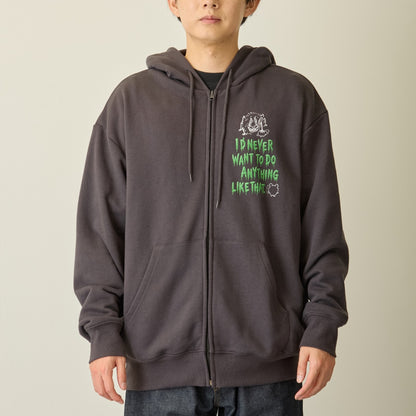 Chiikawa Full Zip Hoodie Horror Series (Ano-ko & Dekatsuyo) Charcoal Black