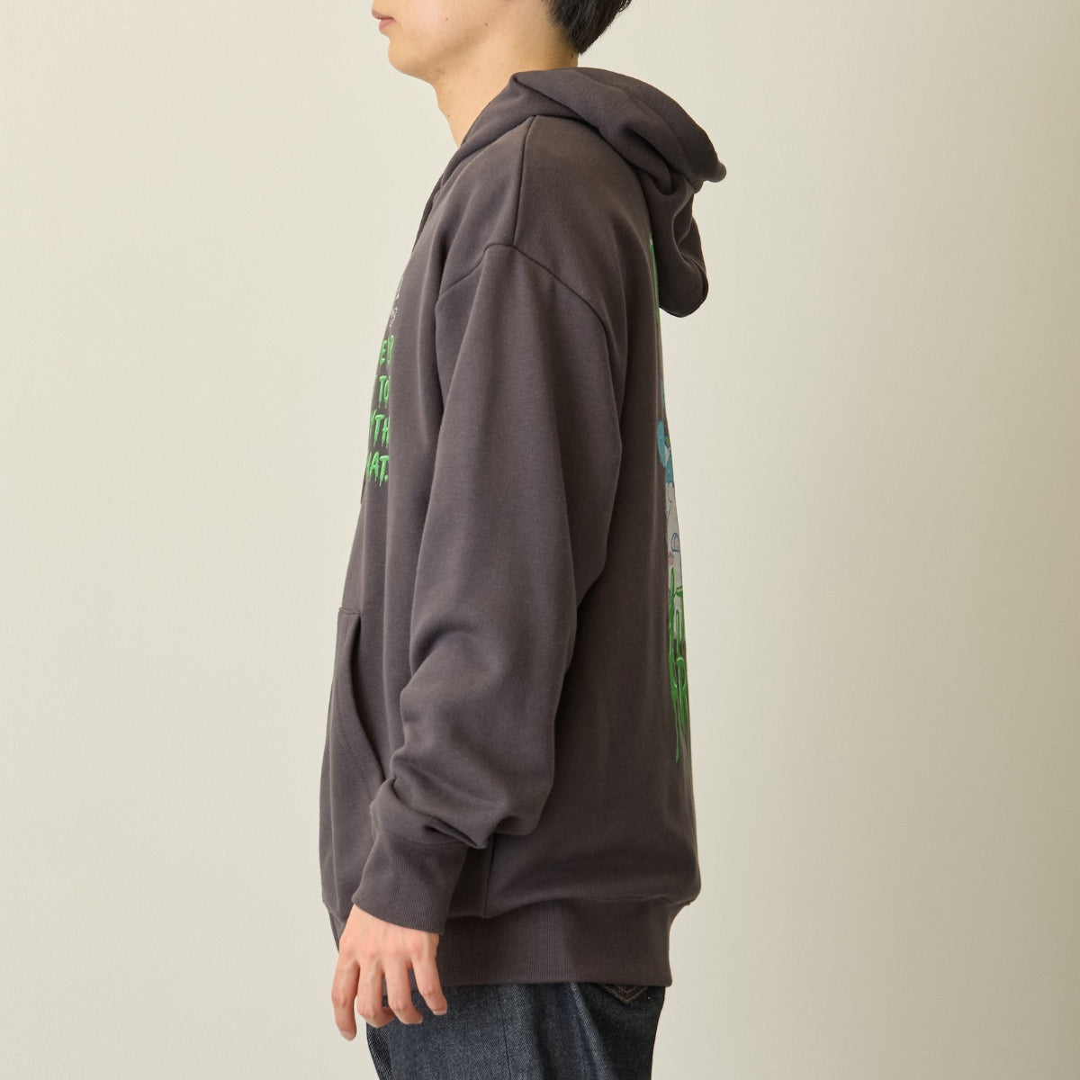 Chiikawa Full Zip Hoodie Horror Series (Ano-ko & Dekatsuyo) Charcoal Black