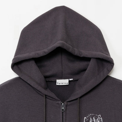 Chiikawa Full Zip Hoodie Horror Series (Ano-ko & Dekatsuyo) Charcoal Black