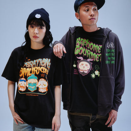 Chiikawa Full Zip Hoodie Horror Series (Ano-ko & Dekatsuyo) Charcoal Black