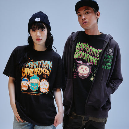 Chiikawa Full Zip Hoodie Horror Series (Ano-ko & Dekatsuyo) Charcoal Black
