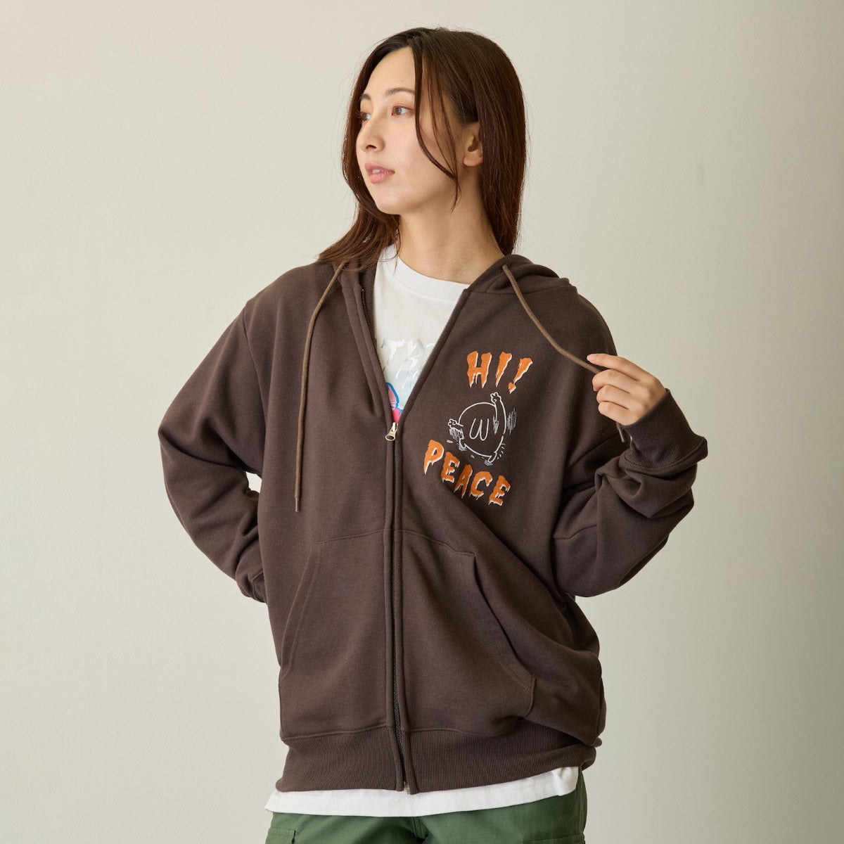 Chiikawa Full Zip Hoodie Horror Series (Trio) Brown