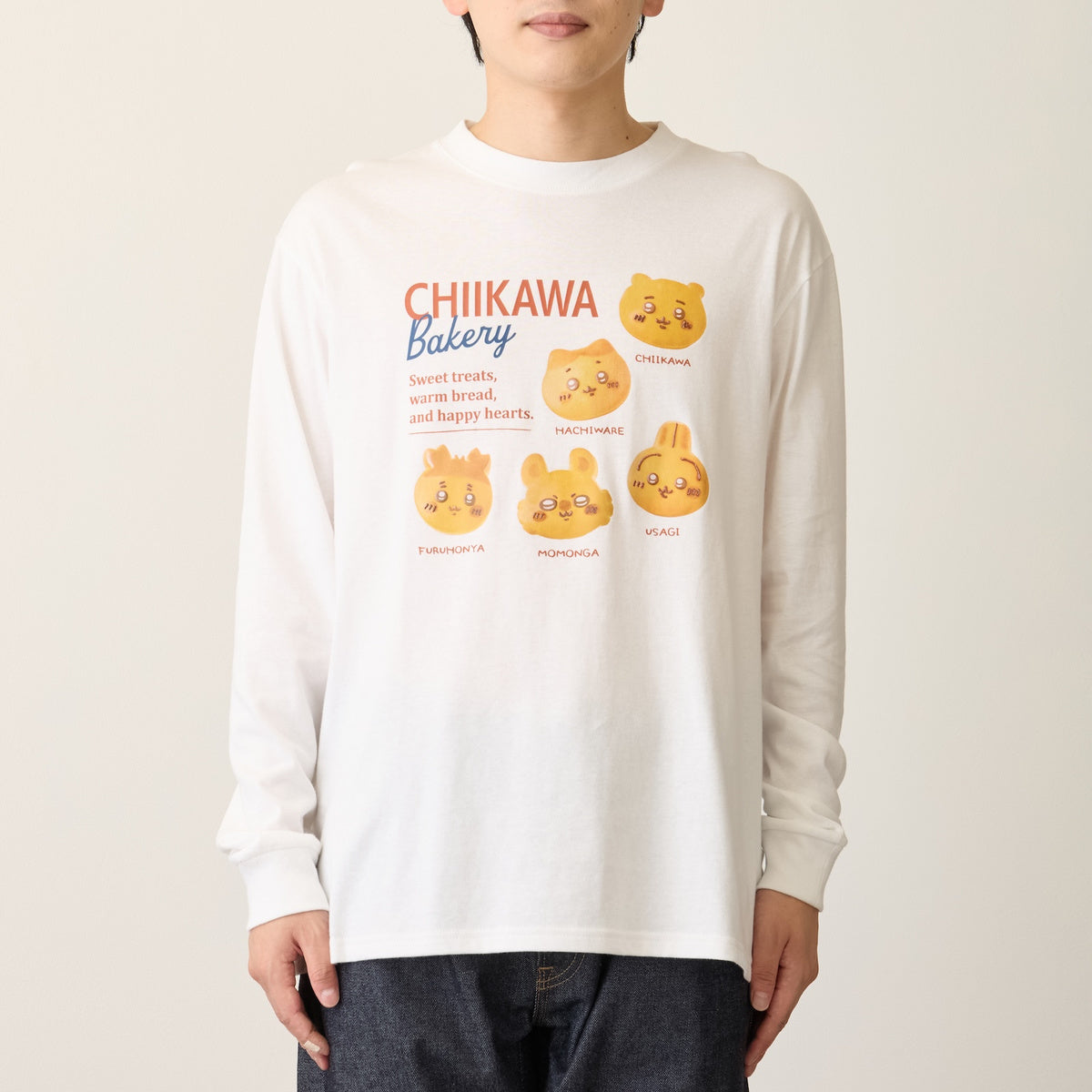 ちいかわ ちいかわベーカリー 長袖Tシャツ メニュー ホワイト | ちい