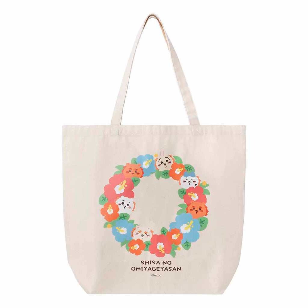 Chiikawa Shisa's souvenirs and large tote bags (hibiscus)