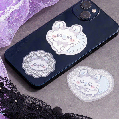 吉伊卡哇 Go!HARAJUKU可貼在手機上的3件套貼紙 (蝴蝶結 小桃鼠)