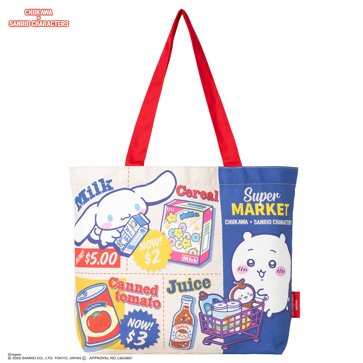 Chiikawa × Sanrio Characters Supermarket Shopping Tote Bag