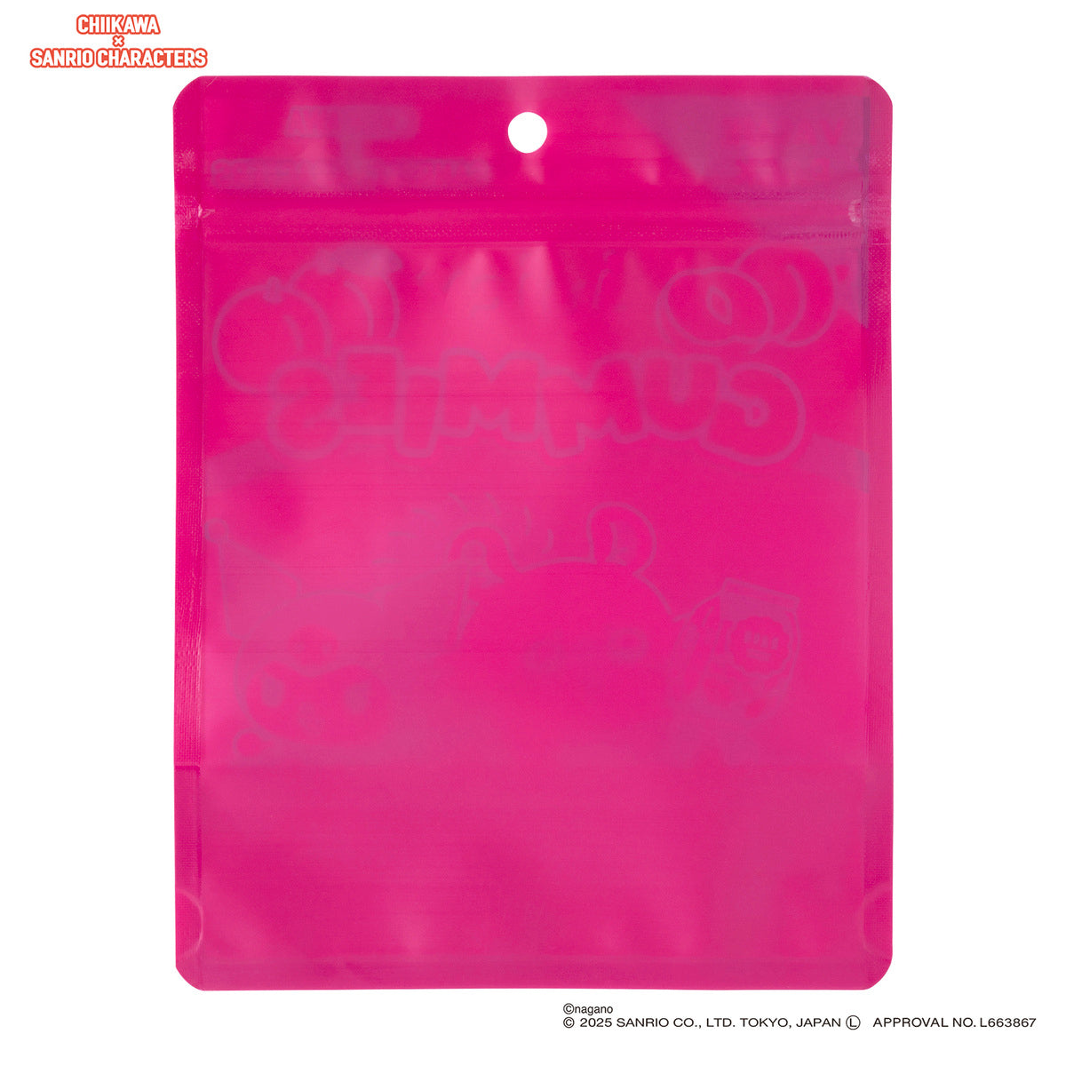 Chiikawa × Sanrio Characters Supermarket Zipper Bags, 5 Pcs (Momonga and Kuromi)