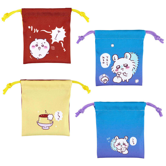 Chiikawa Excited to Go Out! Convenient 2-Piece Mini Drawstring Bag Set (Chiikawa & Momonga)