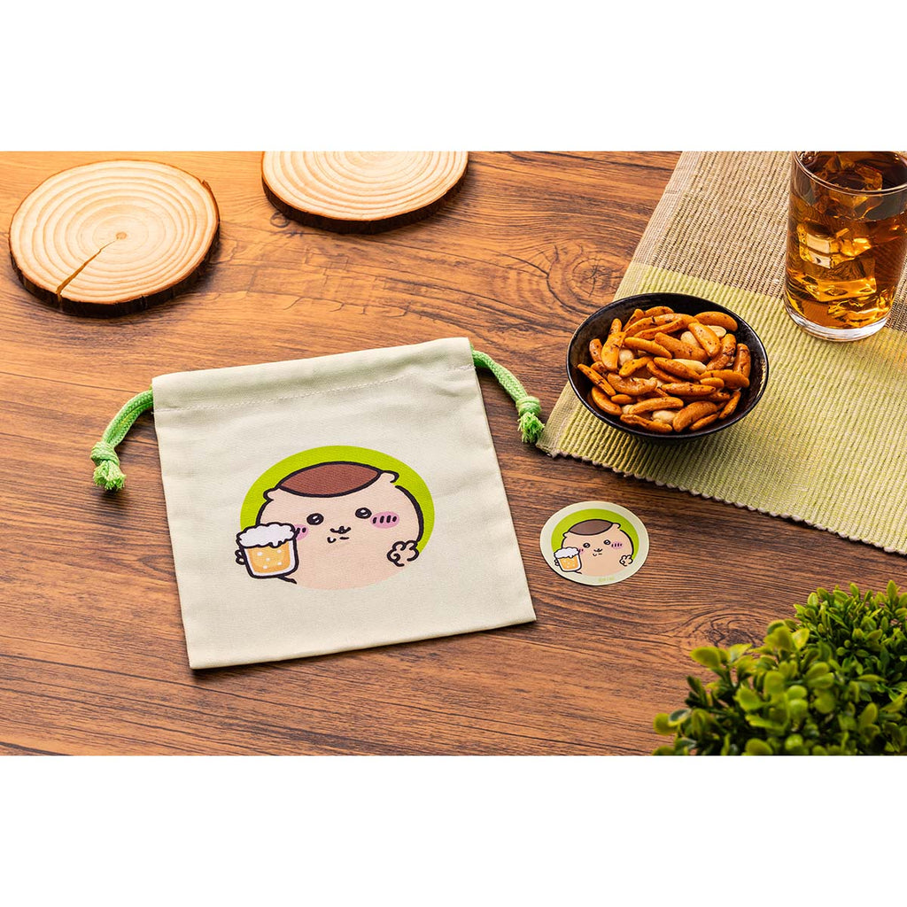 Chiikawa Kurimanju Wasabi Rice Cracker Mix & Drawstring Pouch (with Sticker) (Peace Kurimanju)