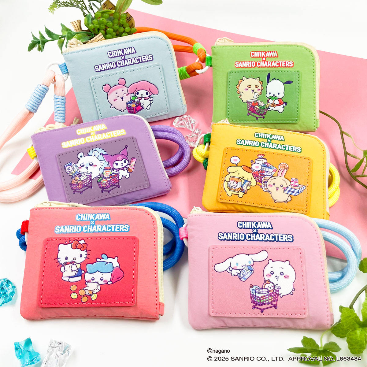 Chiikawa × Sanrio Characters Compact Wallet (Shisa & Pochacco
