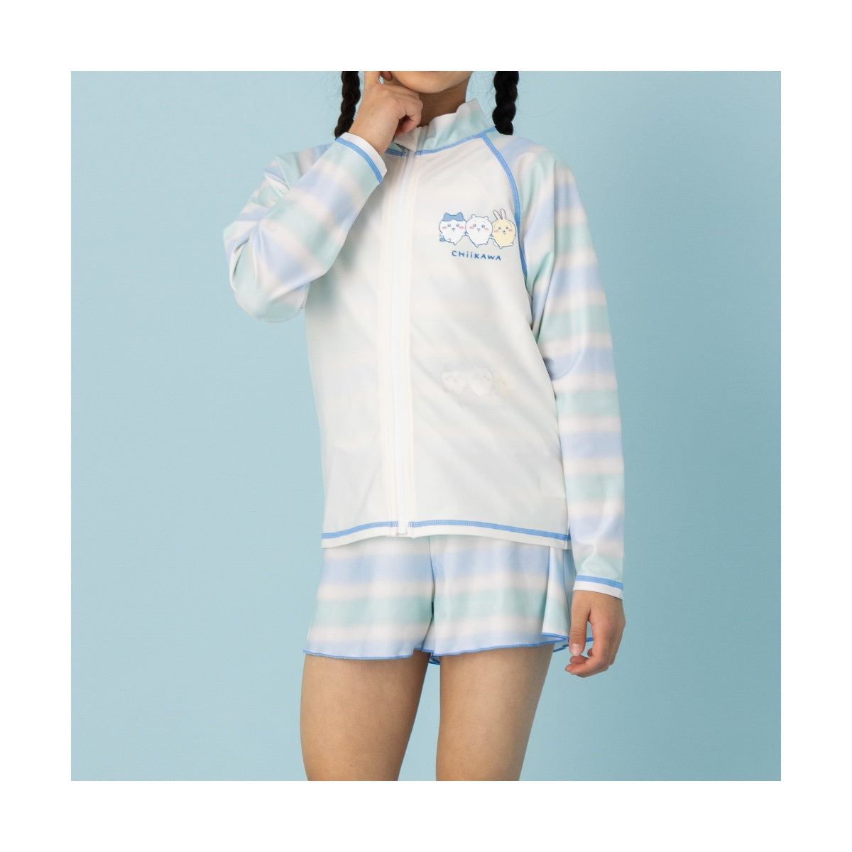 Chiikawa Anime "Chiikawa" Girl's Rash Guard S (130cm Blue)