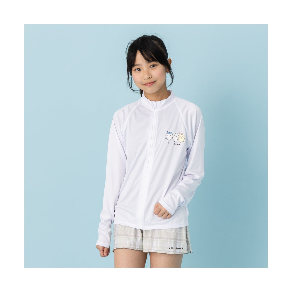 Chiikawa Anime "Chiikawa" Girl's Rash Guard L (White)