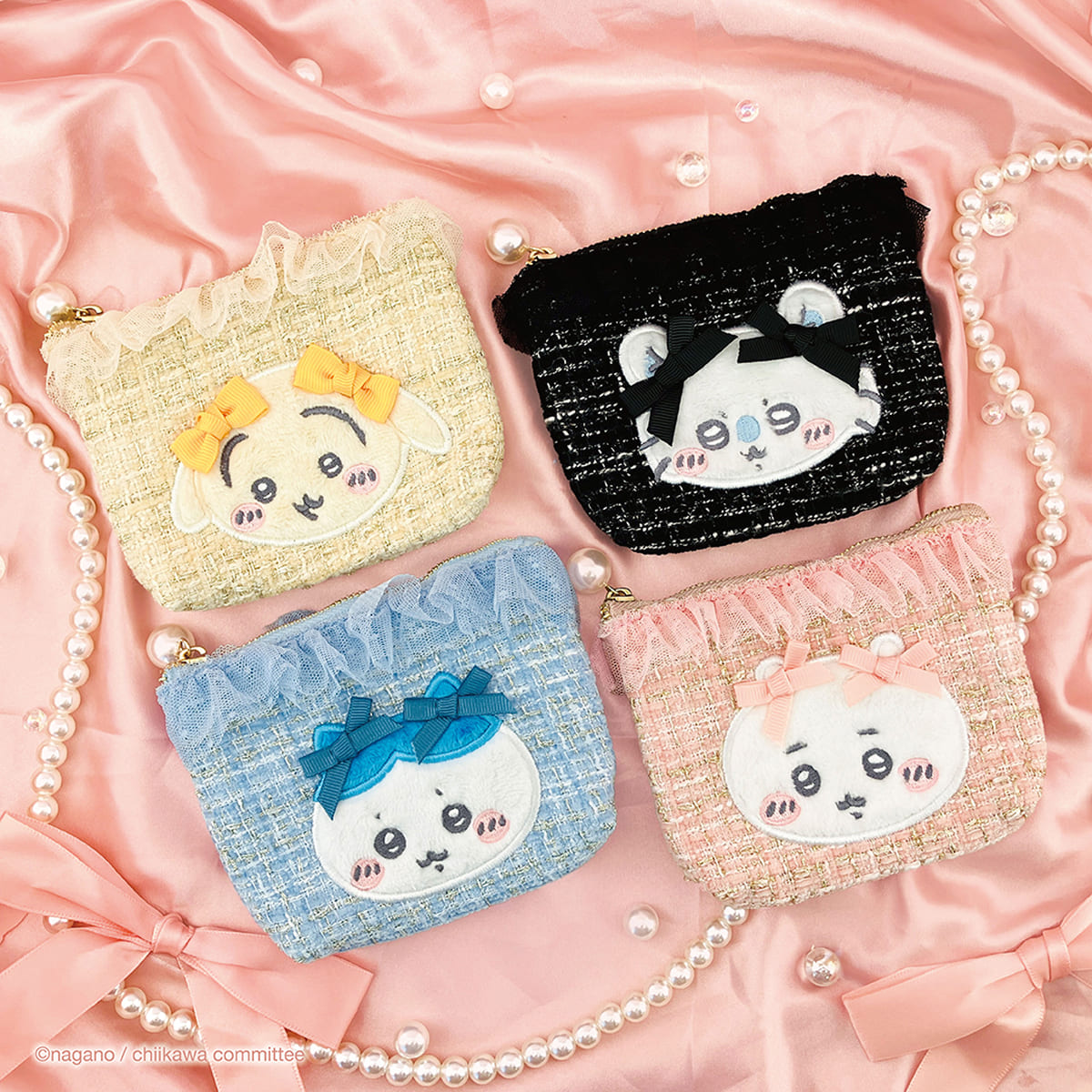 Chiikawa Tweed Tissue Pouch (Momonga Ribbon)