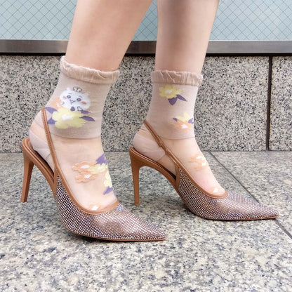 치이카와 얇은 크루 삭스 (시어 아이보리) 여성용