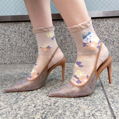 치이카와 얇은 크루 삭스 (시어 아이보리) 여성용