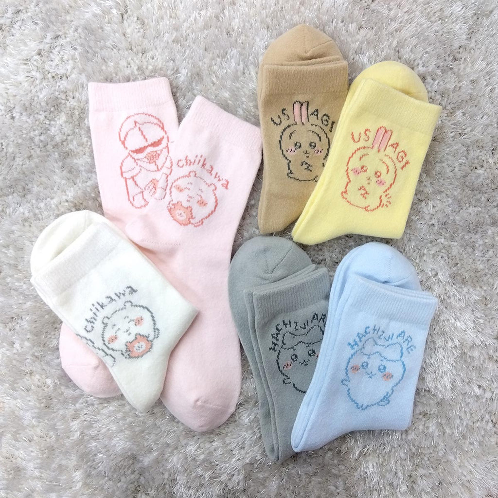 Chikawa Room Socks (Rabbit Yellow Beige) 2 pairs for ladies