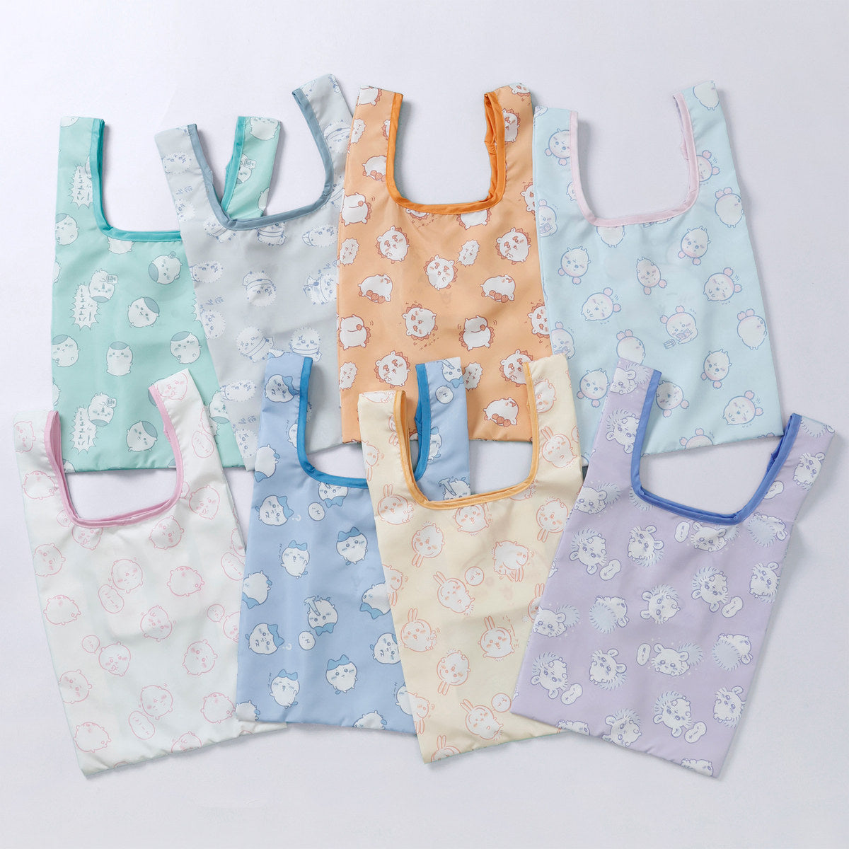 치이카와 에코백 하치와레 전체 무늬 블루