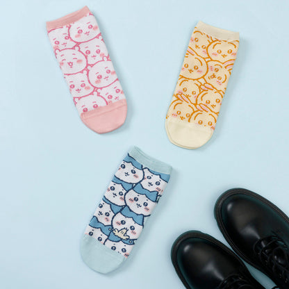 ちいかわ クルーソックス ハチワレいっぱい サックス