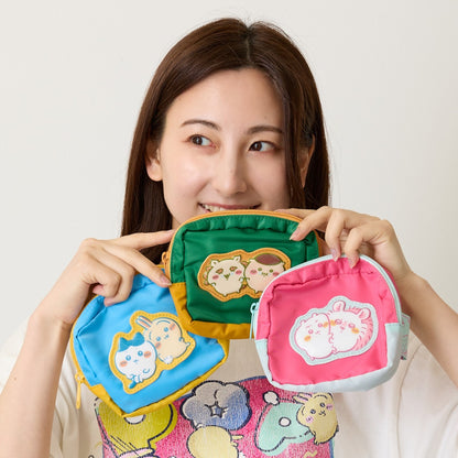 ちいかわ ぷっくりアップリケポーチ ちいかわ＆モモンガ ピンク