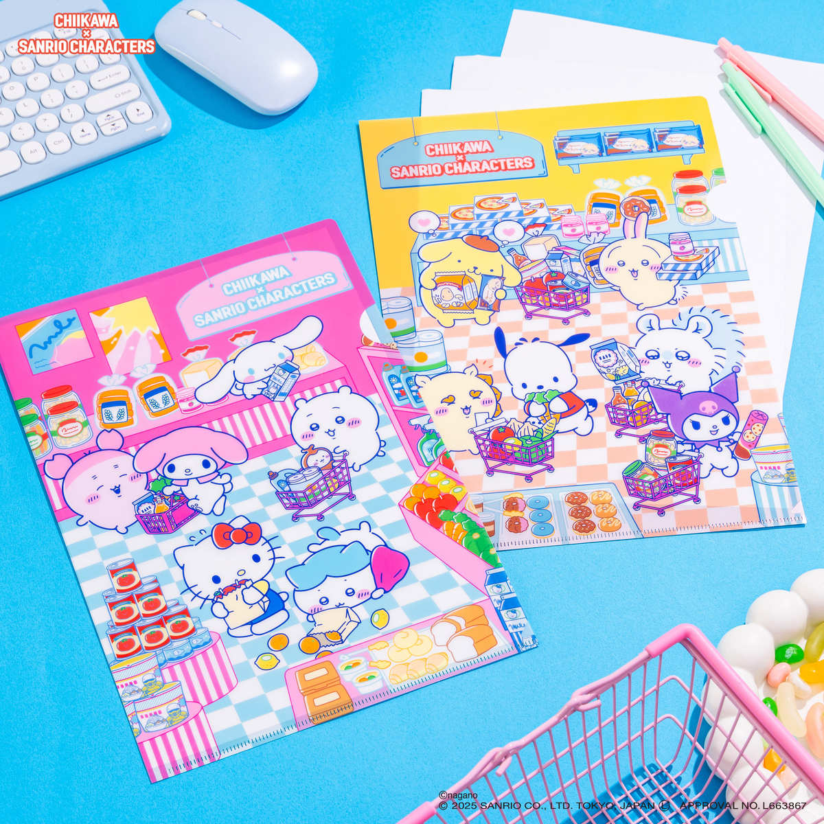 Chiikawa × Sanrio Characters Supermarket Clear File (Pink