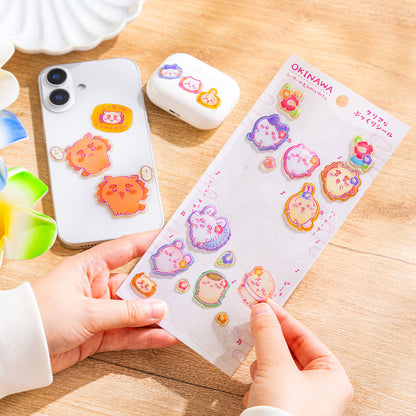 ちいかわ シーサーのおみやげやさん クリアなぷっくりシール（ハイビスカスなみんな）