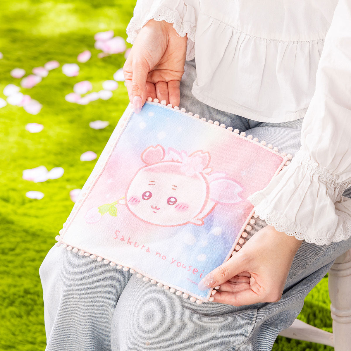 吉伊卡哇 樱花精灵蕾丝边纱布手帕