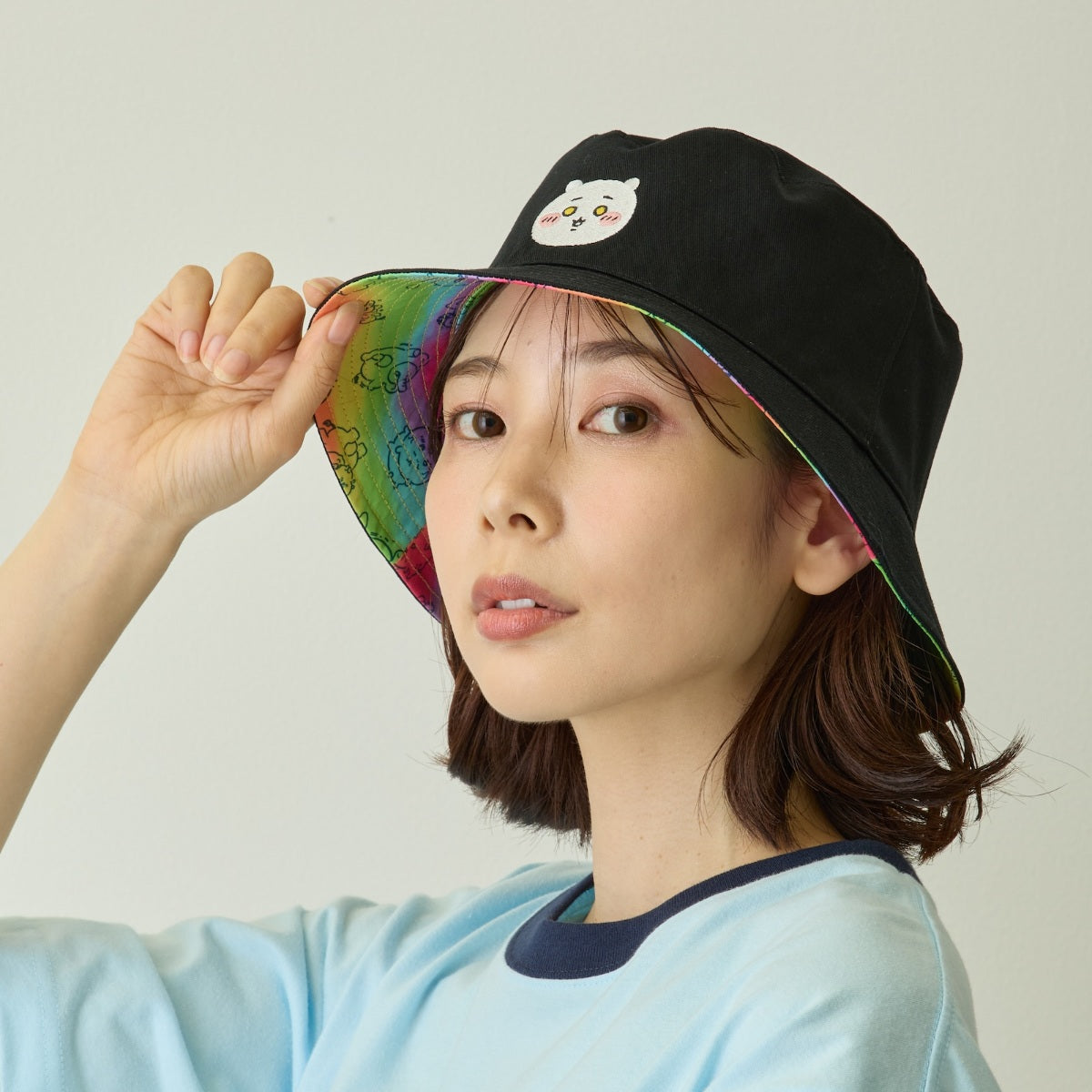 치이카와 파크 리버시블 버킷햇 악몽 블랙