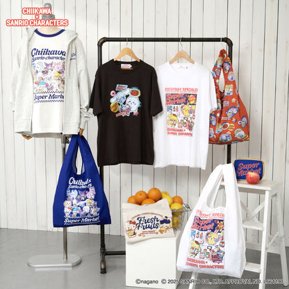 ちいかわ×サンリオキャラクターズ スーパーマーケットなTシャツ うさぎ・ポムポムプリン ホワイト