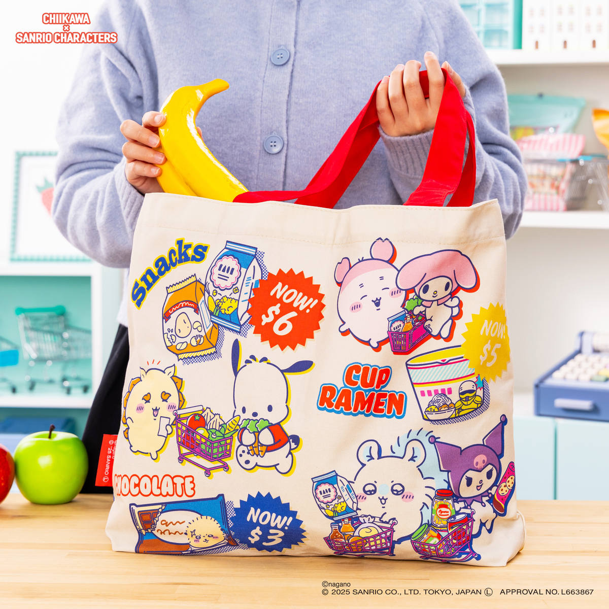 Chiikawa × Sanrio Characters Supermarket Shopping Tote Bag