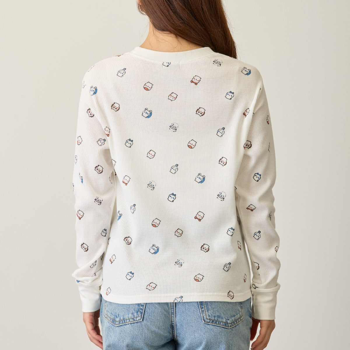 ちいかわ ワッフル長袖Tシャツ 小さいの ホワイト