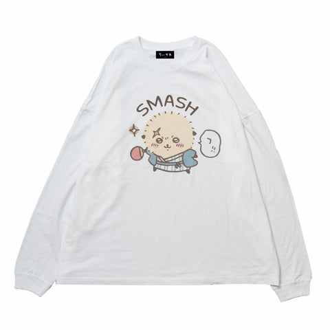 ちいかわ観光 ビックシルエットL/S Tシャツ スマッシュ(ホワイト)