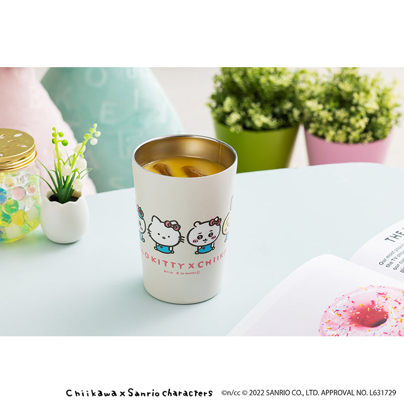吉伊卡哇×三麗鷗角色 可以放便利店飲料的保冷・保溫杯（HELLO KITTY×吉伊卡哇）