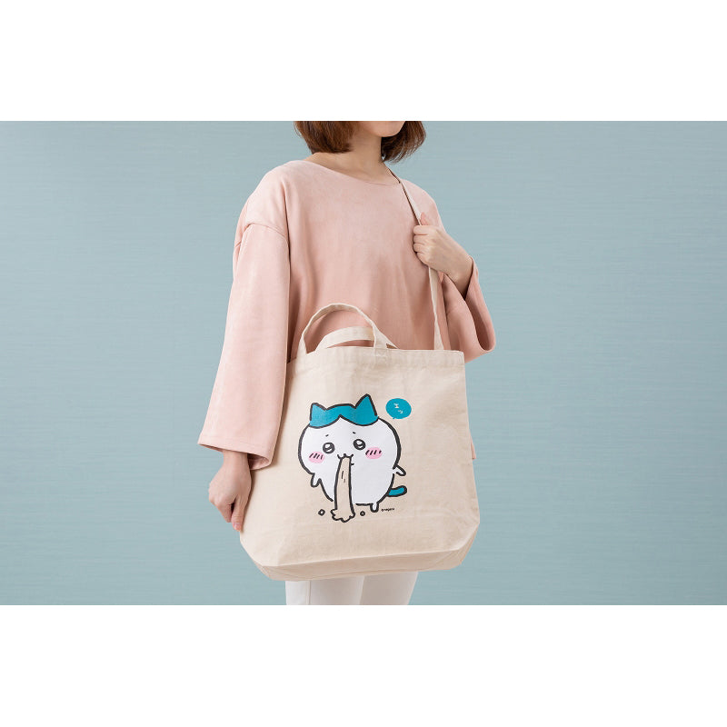 ちいかわ 肩掛け紐が長くて使いやすいトートバッグ（ハチワレ）