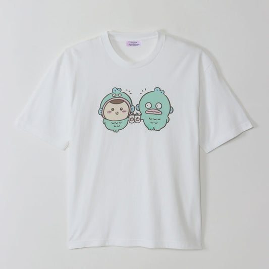 吉伊卡哇×三丽鸥角色 宽松T恤 栗子馒头×半鱼人 白色