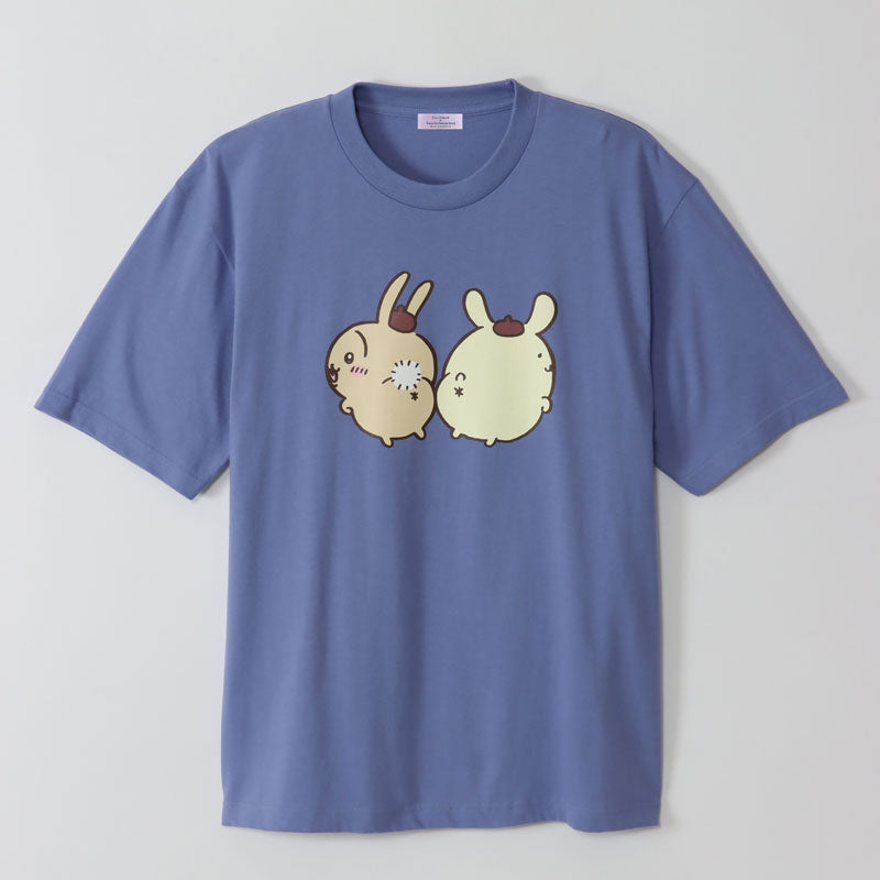 ちいかわ×サンリオキャラクターズ ビックTシャツ うさぎ×ポムポムプリン ダスティブルー