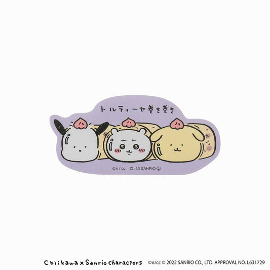 吉伊卡哇×三丽鸥角色 可贴在手机上的贴纸（玉米饼）