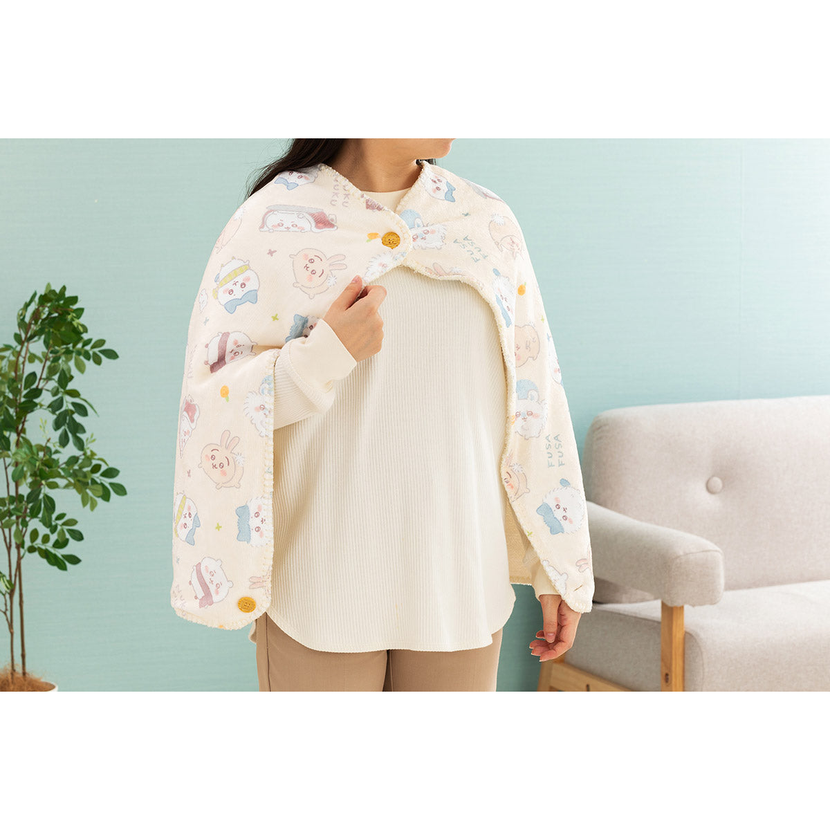 吉伊卡哇 保暖三用毛毯（象牙色）