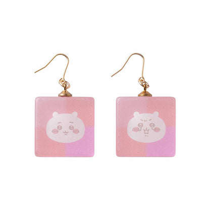 吉伊卡哇 東京特產 方形玻璃耳環（吉伊卡哇）