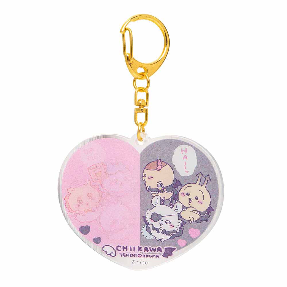 Chiikawa Angel & Demon Illustration Change! Lenticular Acrylic Key ring (Heart)