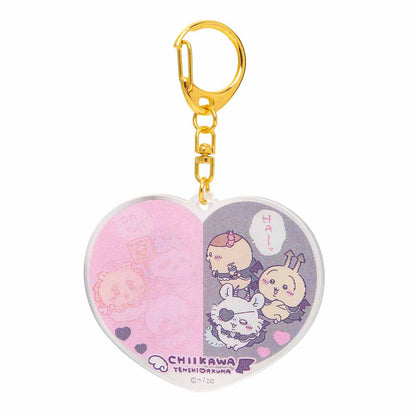 Chiikawa Angel & Demon Illustration Change! Lenticular Acrylic Key ring (Heart)