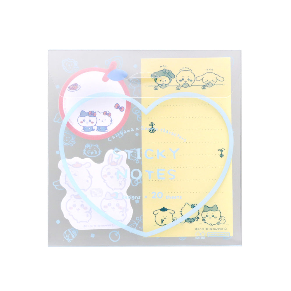 吉伊卡哇×三麗鷗角色們 透明盒便條紙（藍色）